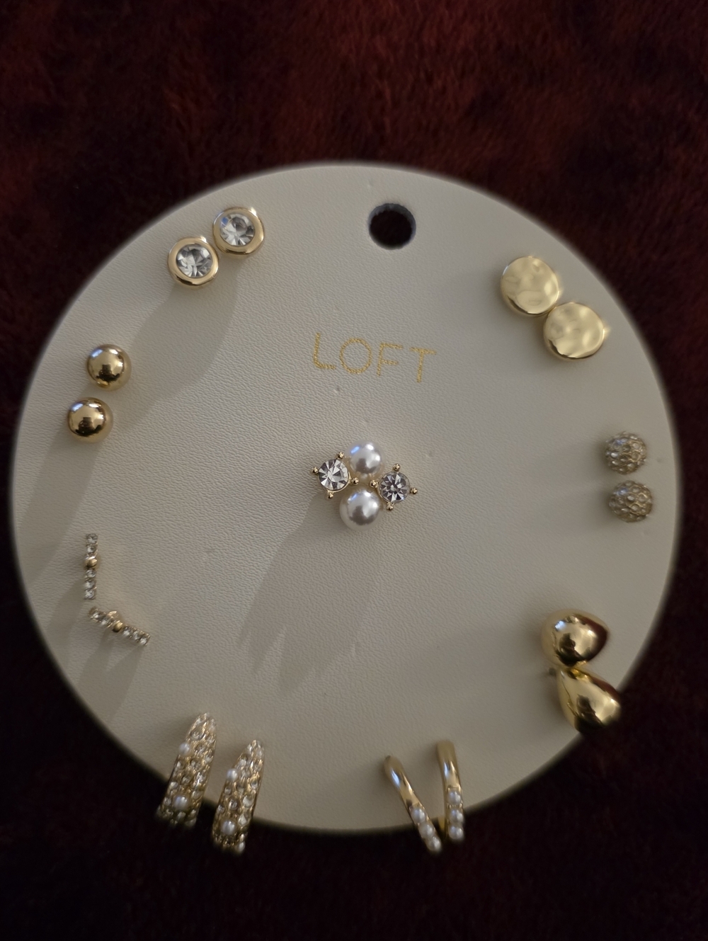 LOFT Gold, Pearl and Clear Crystal Mixed Earring Set